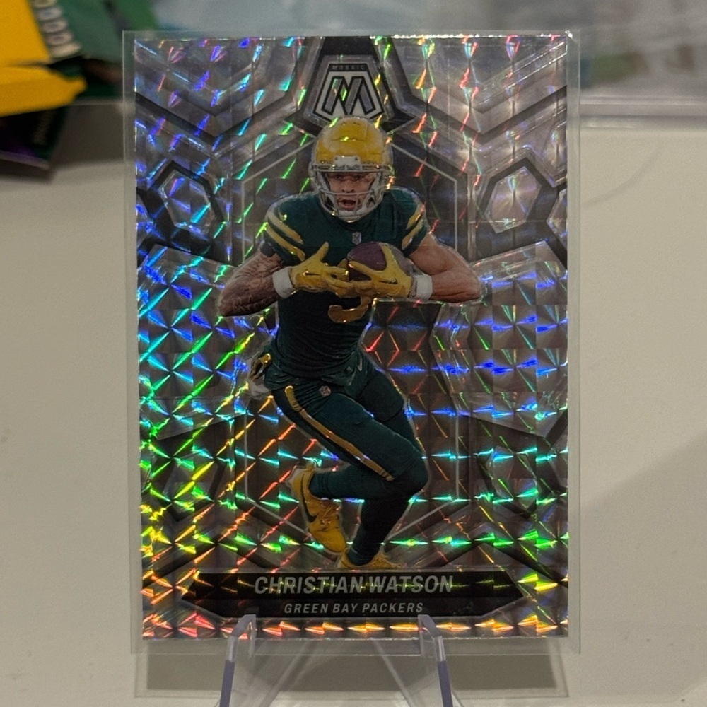 2024 Christian Watson Panini Mosaic Silver Reactive Prizm. Green Bay packers
